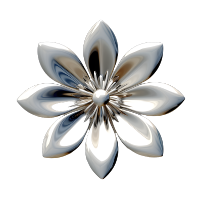 白色背景的金属花朵元素