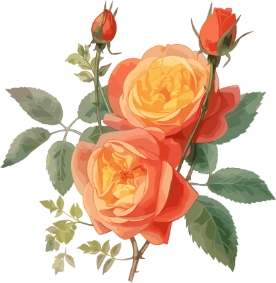 漂亮的橙色玫瑰花图案素材