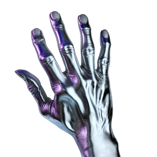 蓝紫色金属纹理的手部PNG图形素材