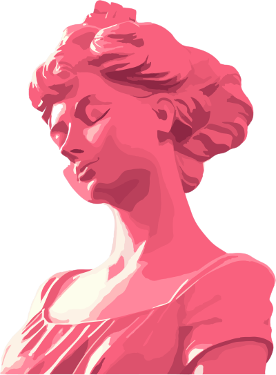 粉色扁平肖像雕塑素描