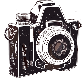 动态点彩效果的复古相机PNG素材