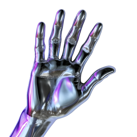 手部蓝紫色全息金属质感素材