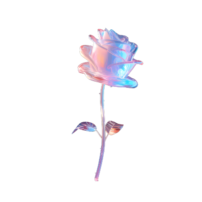 透明玻璃实心单朵玫瑰花图形素材