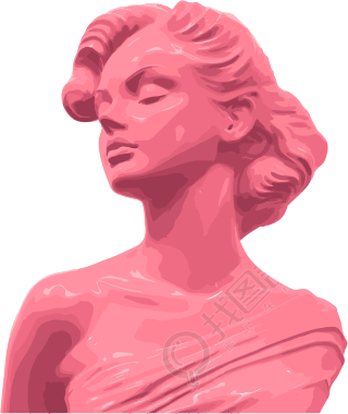 粉色扁平肖像雕塑草图