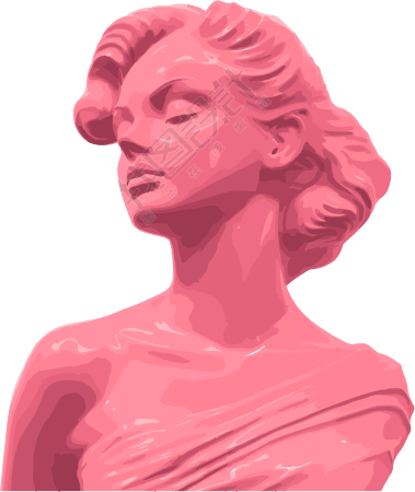 粉色扁平肖像雕塑草图