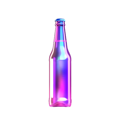 粉白蓝全息光滑啤酒瓶素材