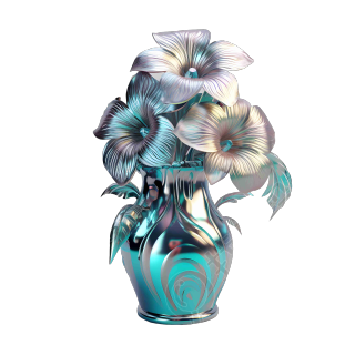 金属色花瓶与花束3D模型