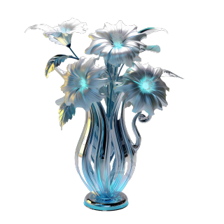 透明金属色3D花瓶模型插画