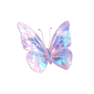 透明背景高清PNG图形素材粉白蓝色蝴蝶插画