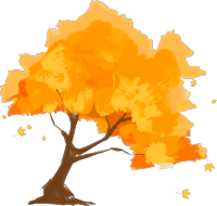 手绘秋季枫树透明背景插画素材