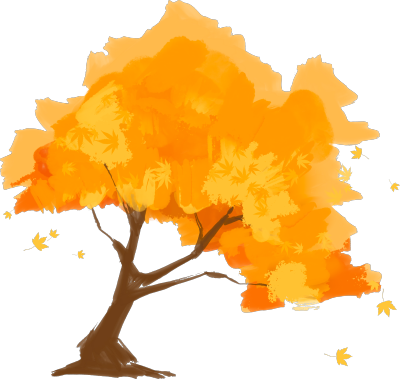 手绘秋季枫树透明背景插画素材
