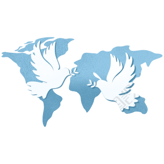 国际和平日手绘地图白鸽插画素材