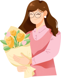 教师节手抱鲜花的女老师PNG素材