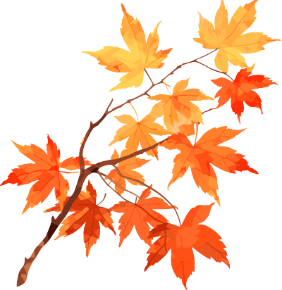 秋叶低聚物平面绘画图形素材PNG素材