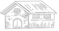 手绘简约线条小房子PNG插画素材