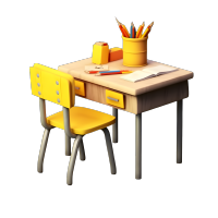 黄白桌子与书本学习用品的插图
