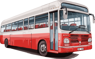 红白巴士透明PNG素材