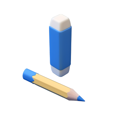 蓝白橡皮炭笔-立体平面插画设计元素