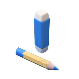 蓝白橡皮炭笔-立体平面插画设计元素