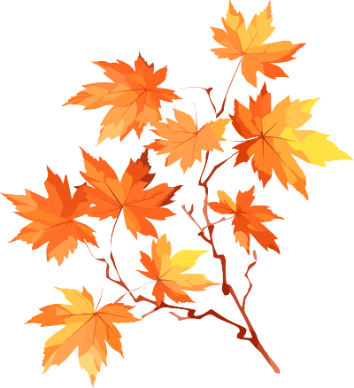 秋叶低多边形白橙色插画设计插画