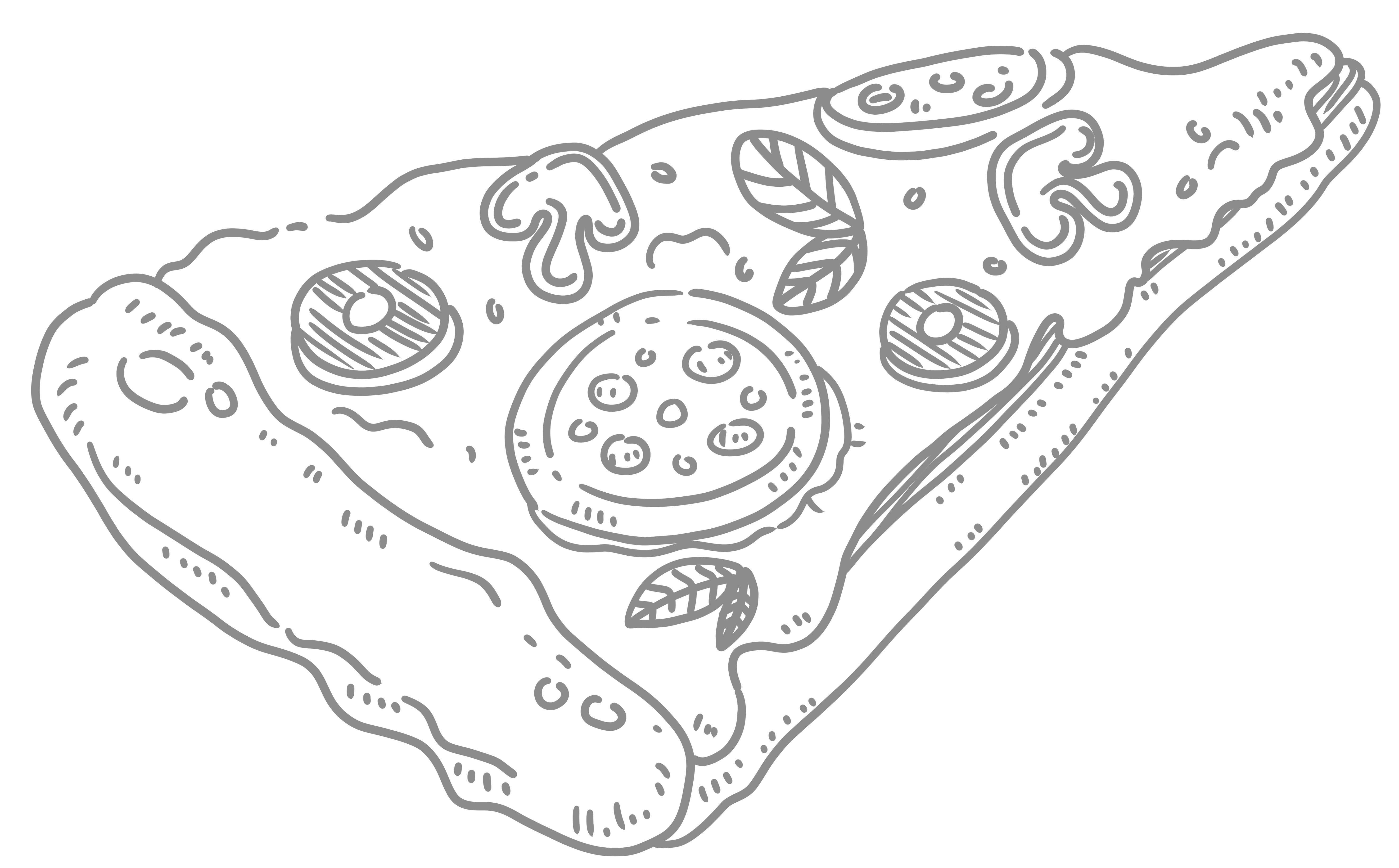 手绘简约线条披萨PNG插画素材