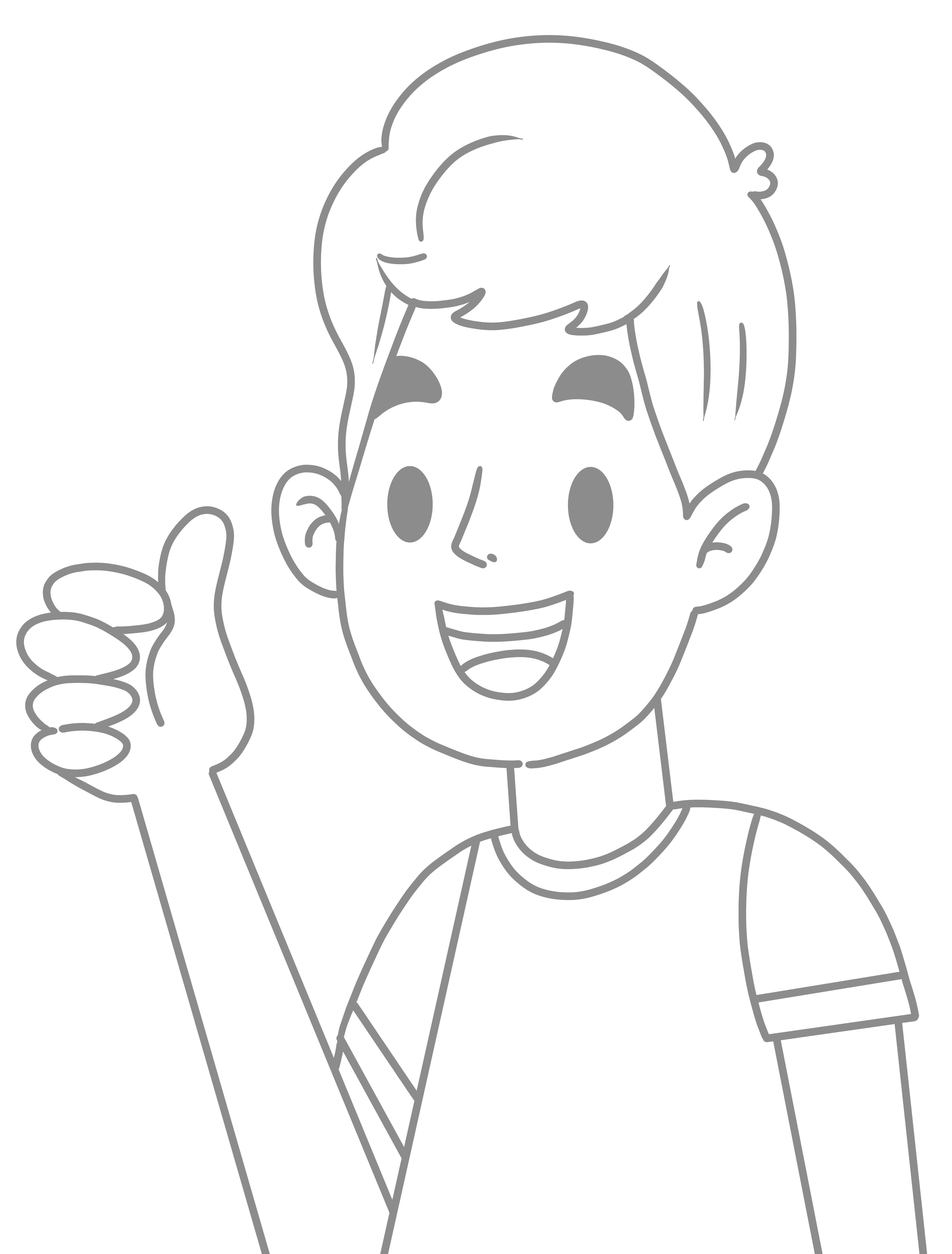 竖大拇指的男生简约线条透明背景插画