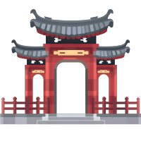 北南朝风格红门透明插画