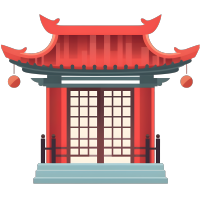 宋瓷风格红门透明背景PNG图形素材