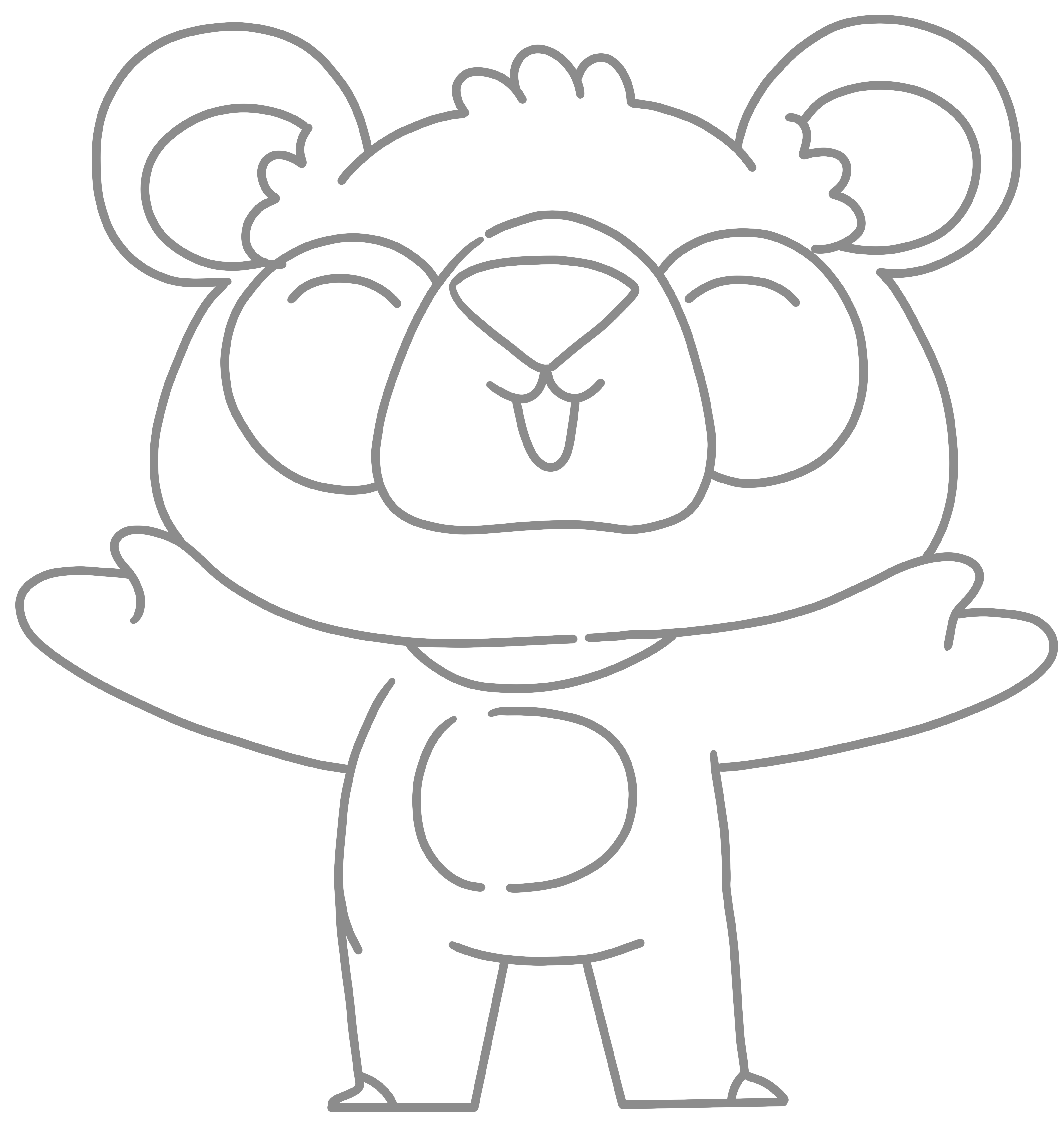 透明背景简约线条开心小熊插画