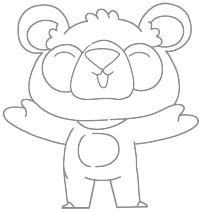 透明背景简约线条开心小熊插画