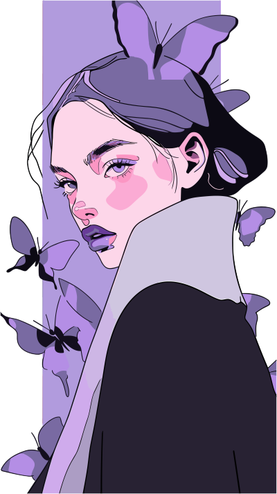 紫色风格女孩插画设计