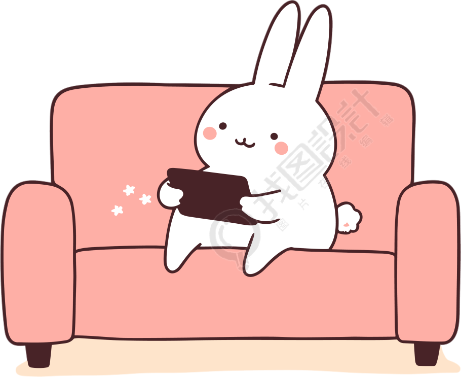 可爱小兔子玩平板电脑