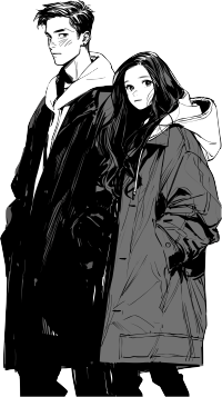 黑白夫妇插画素材