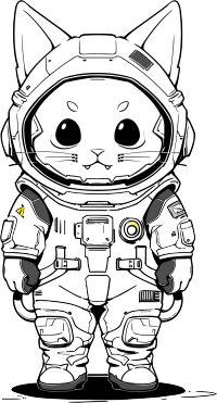 线条猫咪穿太空服商用插画