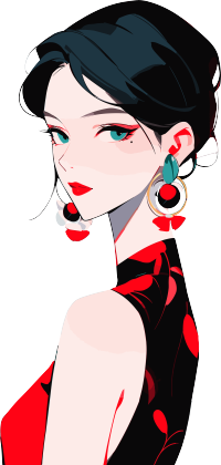 红耳环女子时尚插画