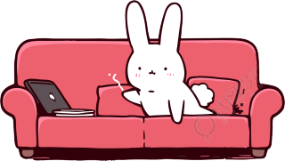 手绘动画：可爱小兔子在沙发上玩平板