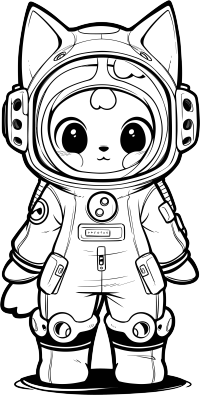 透明背景超萌猫咪穿太空服插画素材