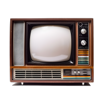 复古风格白底电视机PNG素材