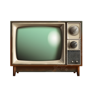 未打开的古老电视机插画素材