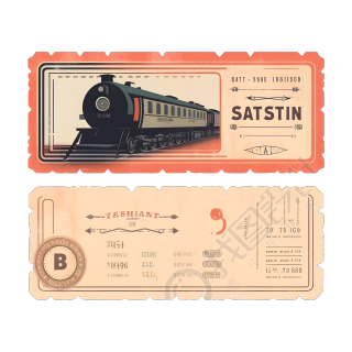 丹·马图蒂纳风格火车票复古设计模板素材