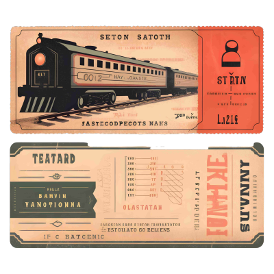 火车票复古设计插画