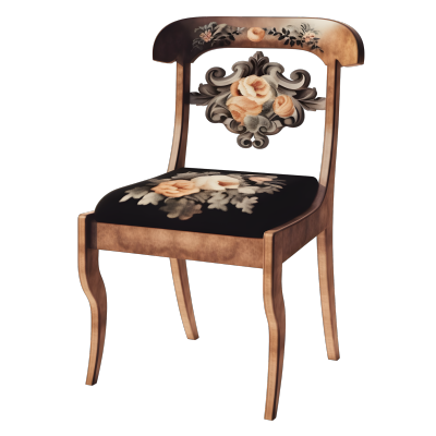 托马斯·哈特·本顿风格的花卉刺绣餐椅素材