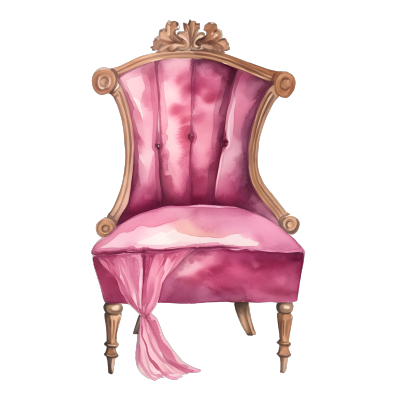 水彩插画-豪华粉色椅子素材