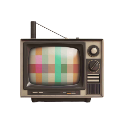 经典电视装置的彩色数字屏幕插画