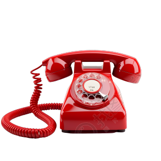 红色复古电话透明背景元素