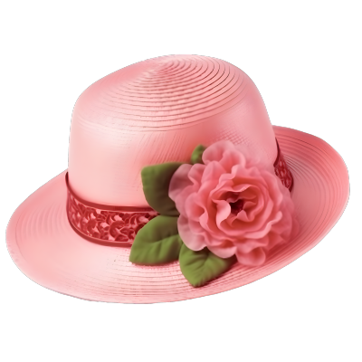 粉色带花的帽子，白色背景素材