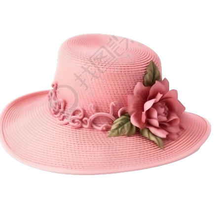 粉色花朵图案的帽子插画