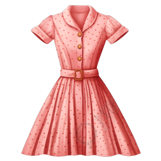复古粉色连衣裙素材