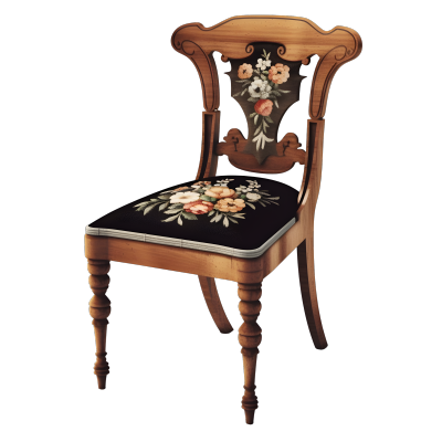 托马斯·哈特·本顿风格的花卉刺绣餐椅素材