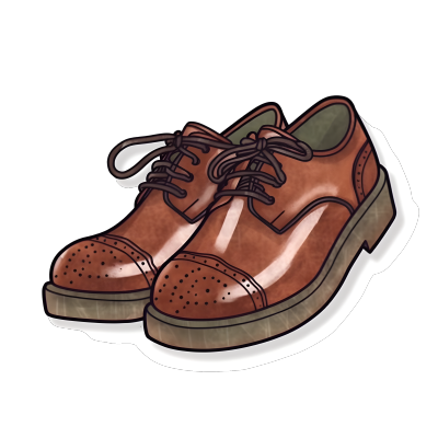 棕色皮鞋贴纸艺术白底素材
